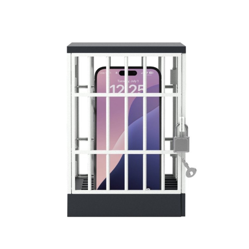 Secure Phone Lock Box - Black and Silver